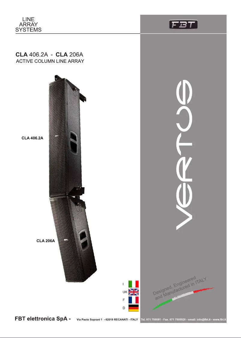 Page 1 de la notice Manuel utilisateur FBT Vertus CLA 406.2 A