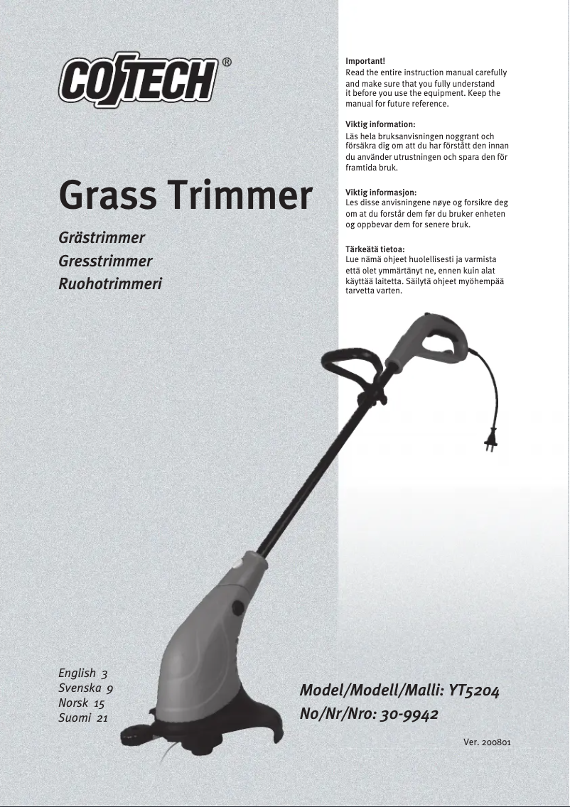 Page 1 de la notice Manuel utilisateur Cotech YT5204