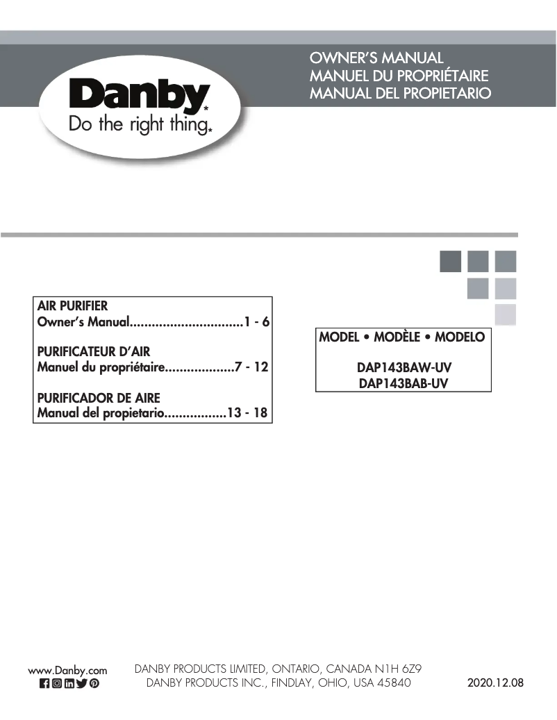 Page 1 de la notice Manuel utilisateur Danby DAP143BAB-UV