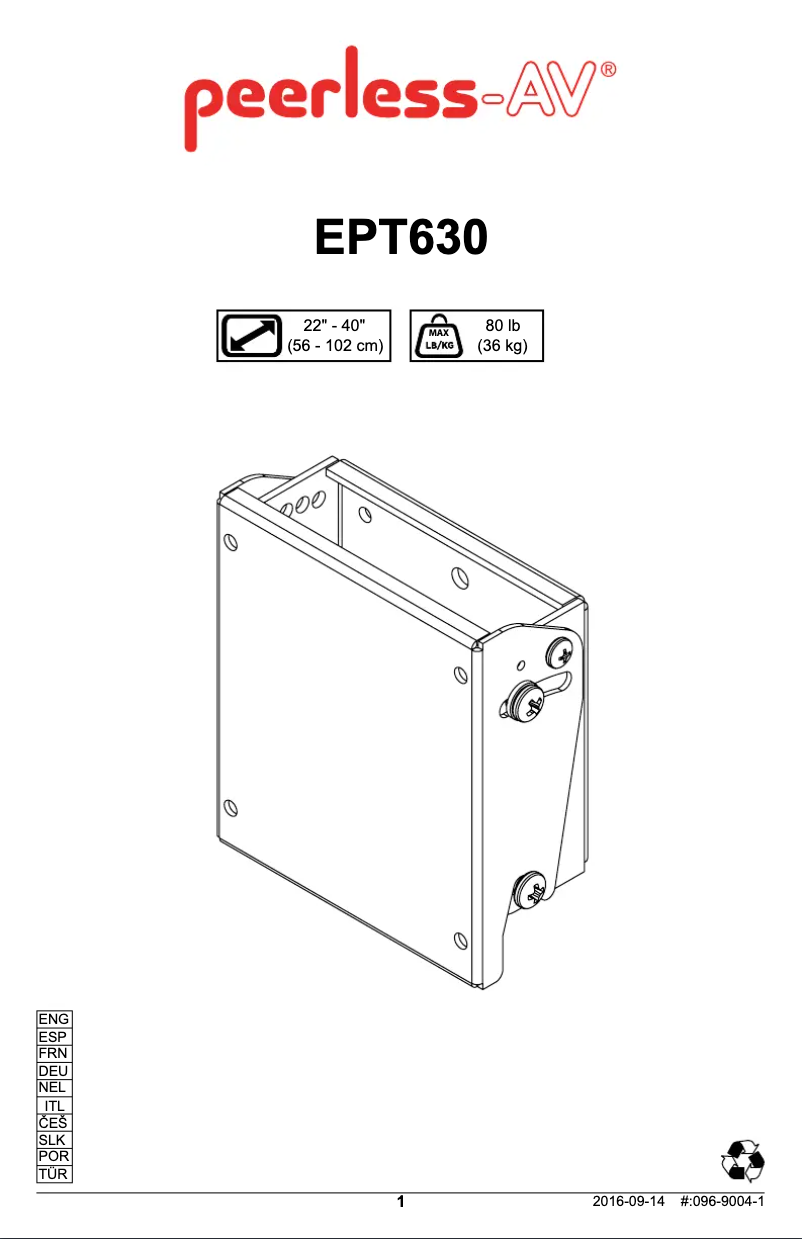 Page 1 de la notice Manuel utilisateur Peerless-AV EPT630