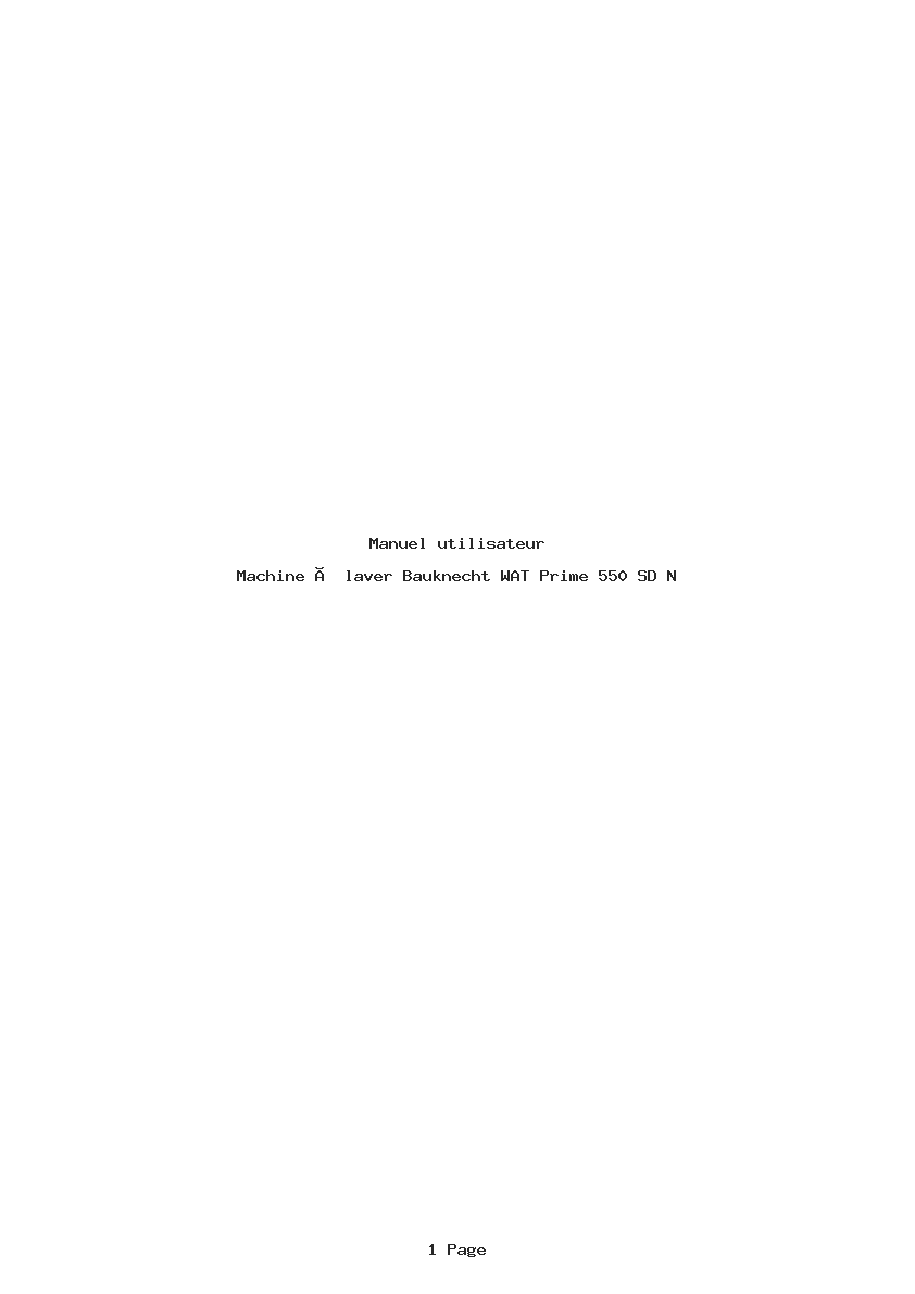 Page 1 de la notice Manuel utilisateur Bauknecht WAT Prime 550 SD N