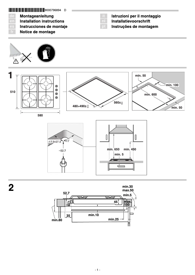 Page 1 de la notice Guide d'installation Siemens EB616PB90E
