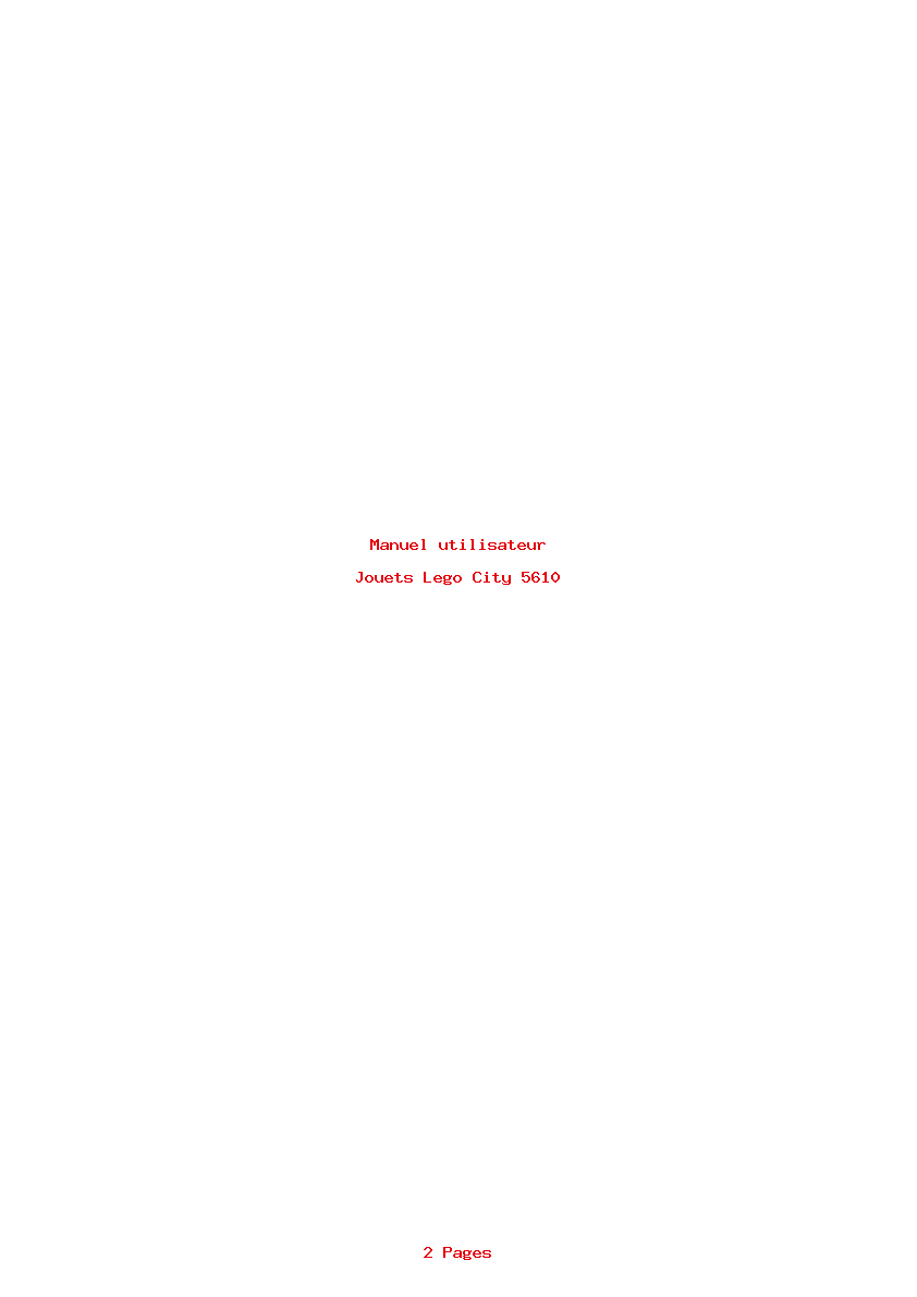 Page 1 de la notice Manuel utilisateur Lego City 5610