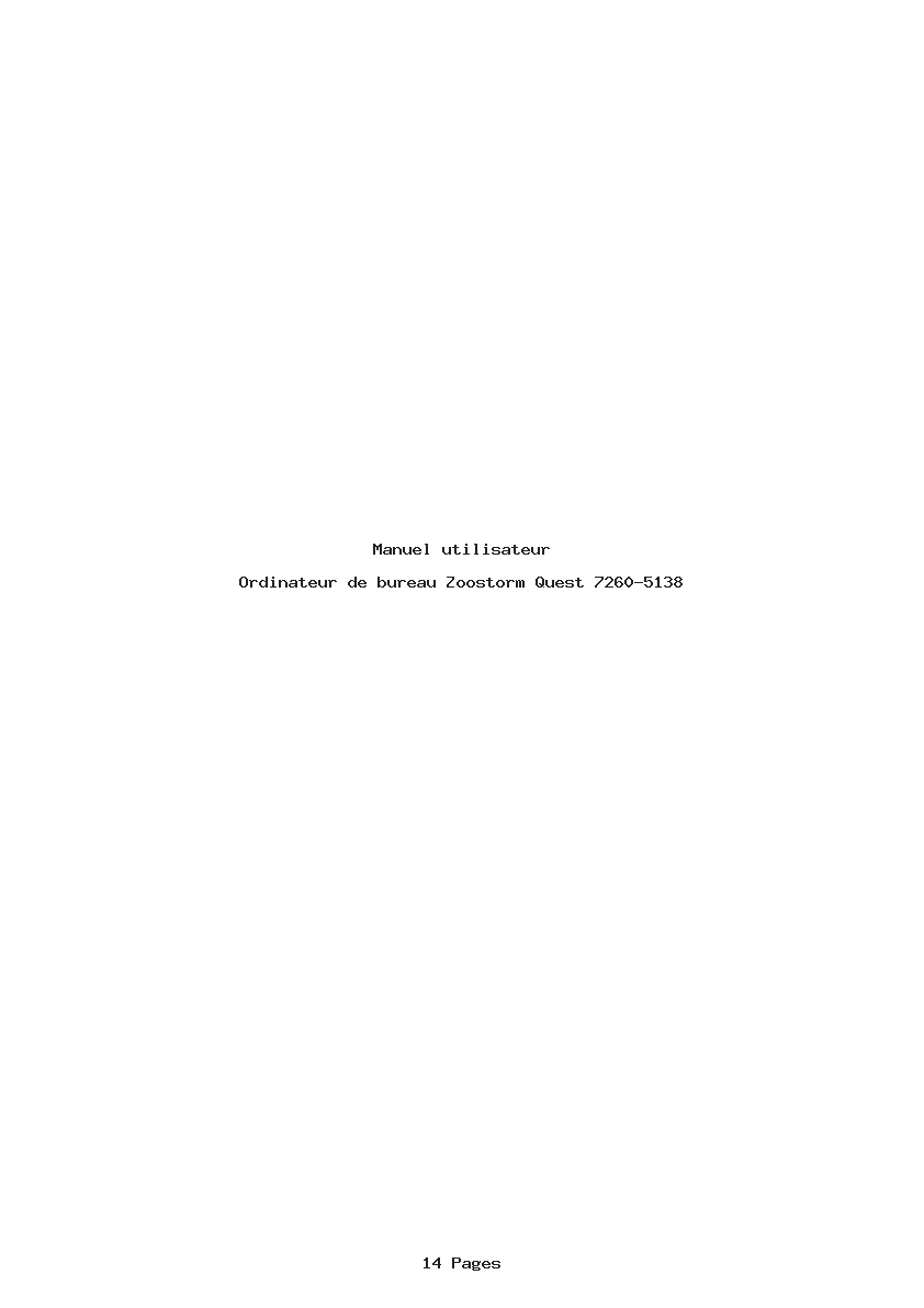 Page 1 de la notice Manuel utilisateur Zoostorm Quest 7260-5138