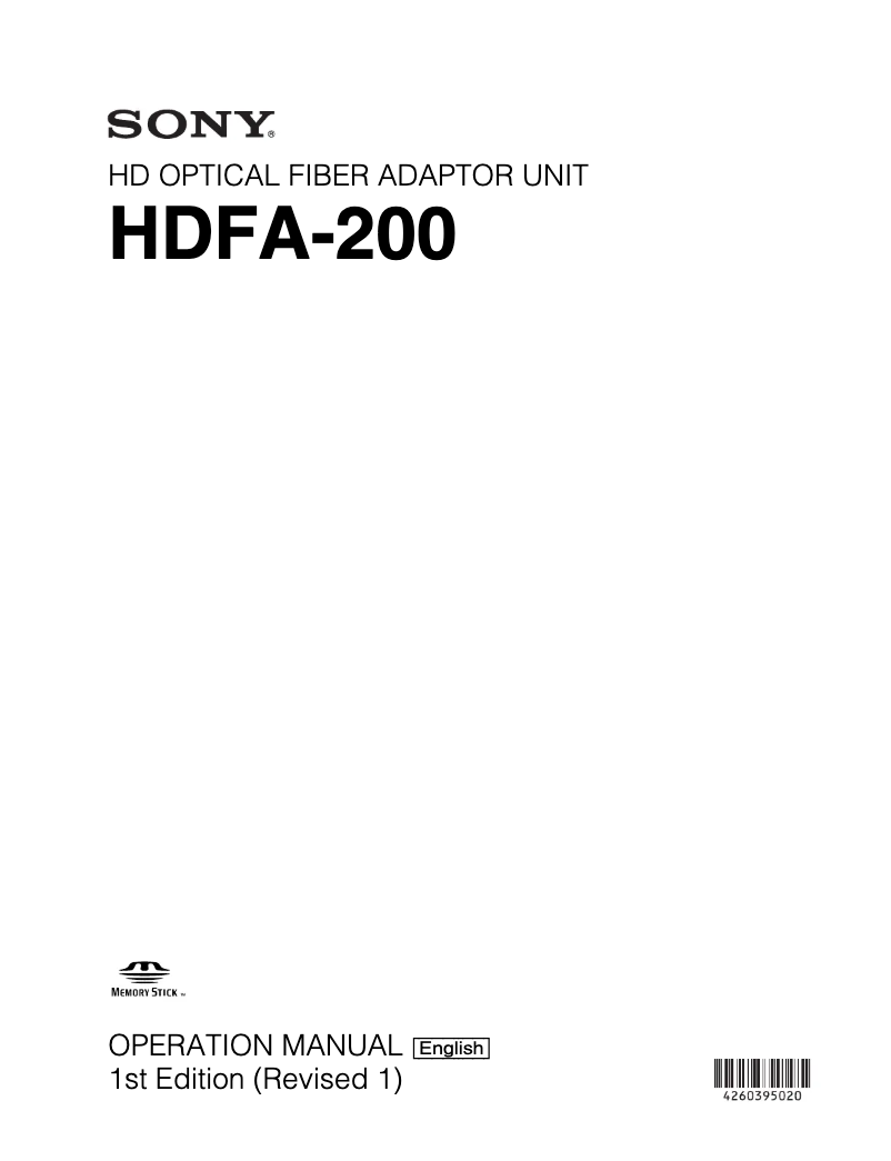 Page 1 de la notice Manuel utilisateur Sony HDFA-200