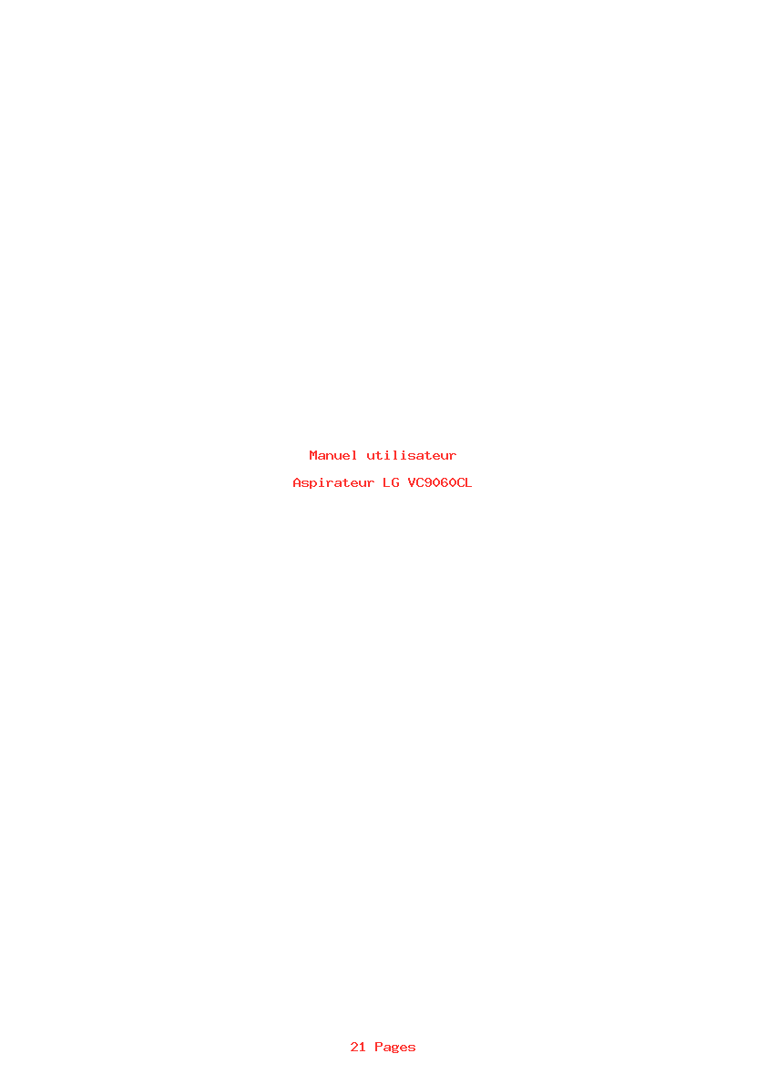 Page 1 de la notice Manuel utilisateur LG VC9060CL
