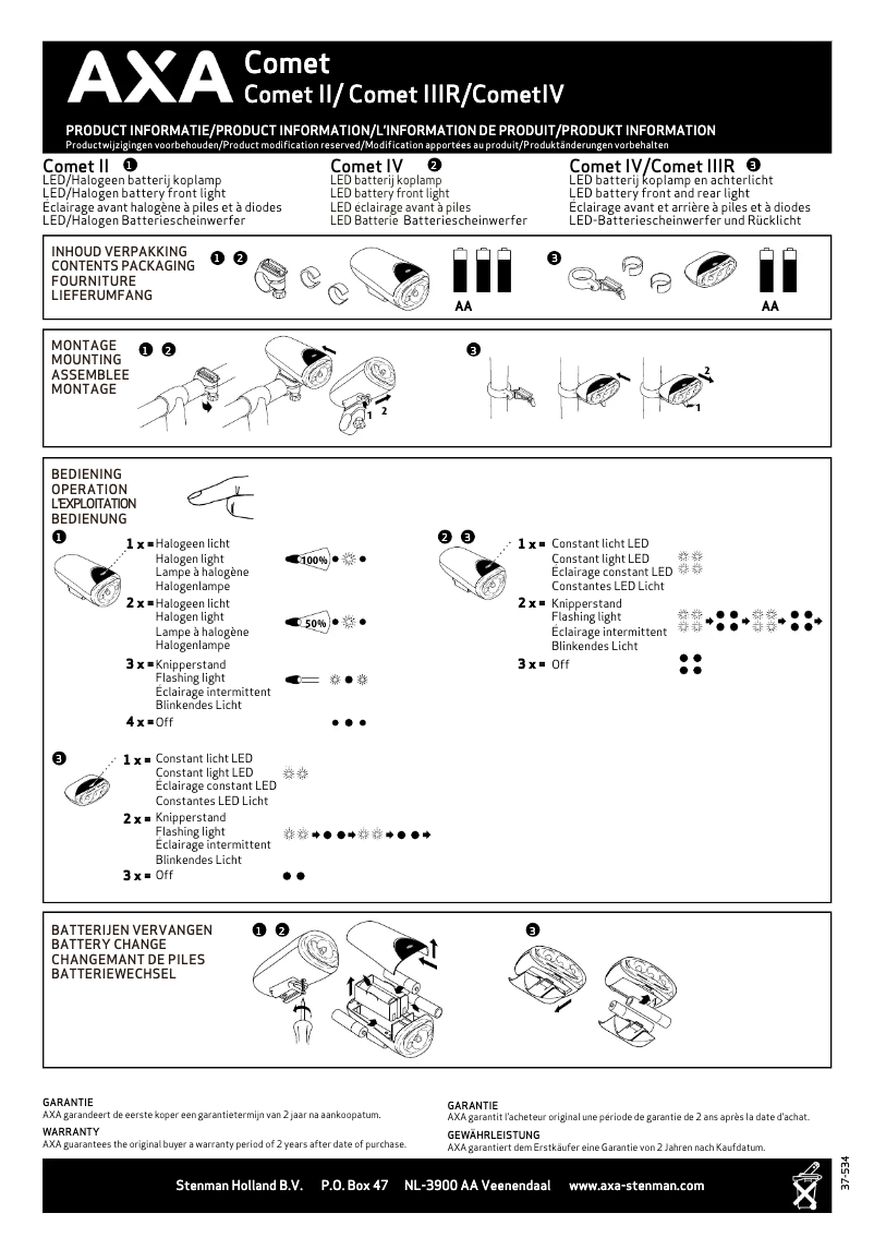 Page 1 of the manual User Manual AXA Comet IV