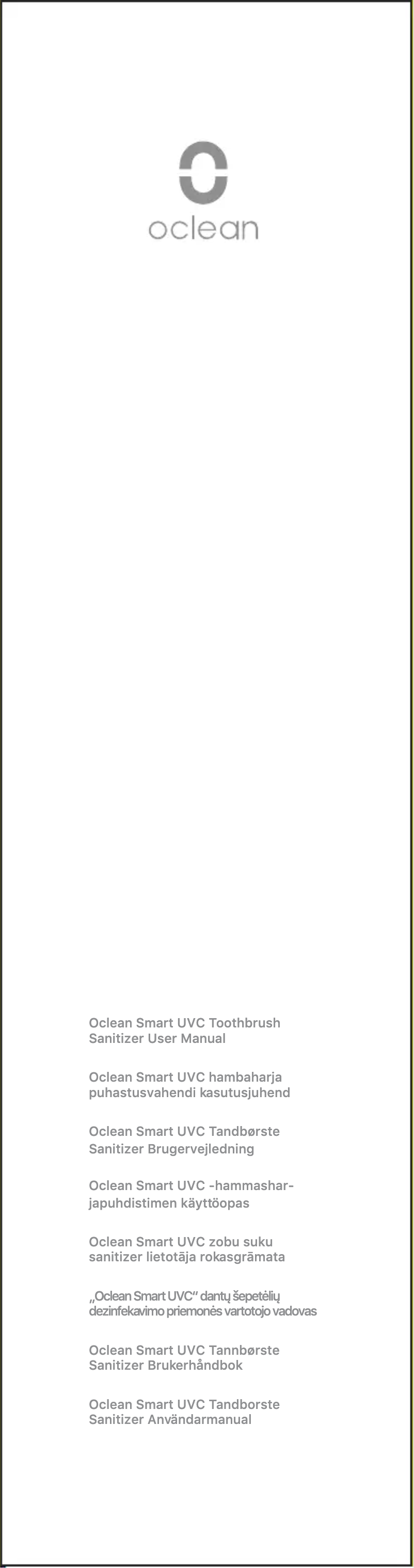 Page 1 de la notice Manuel utilisateur Oclean Smart UVC