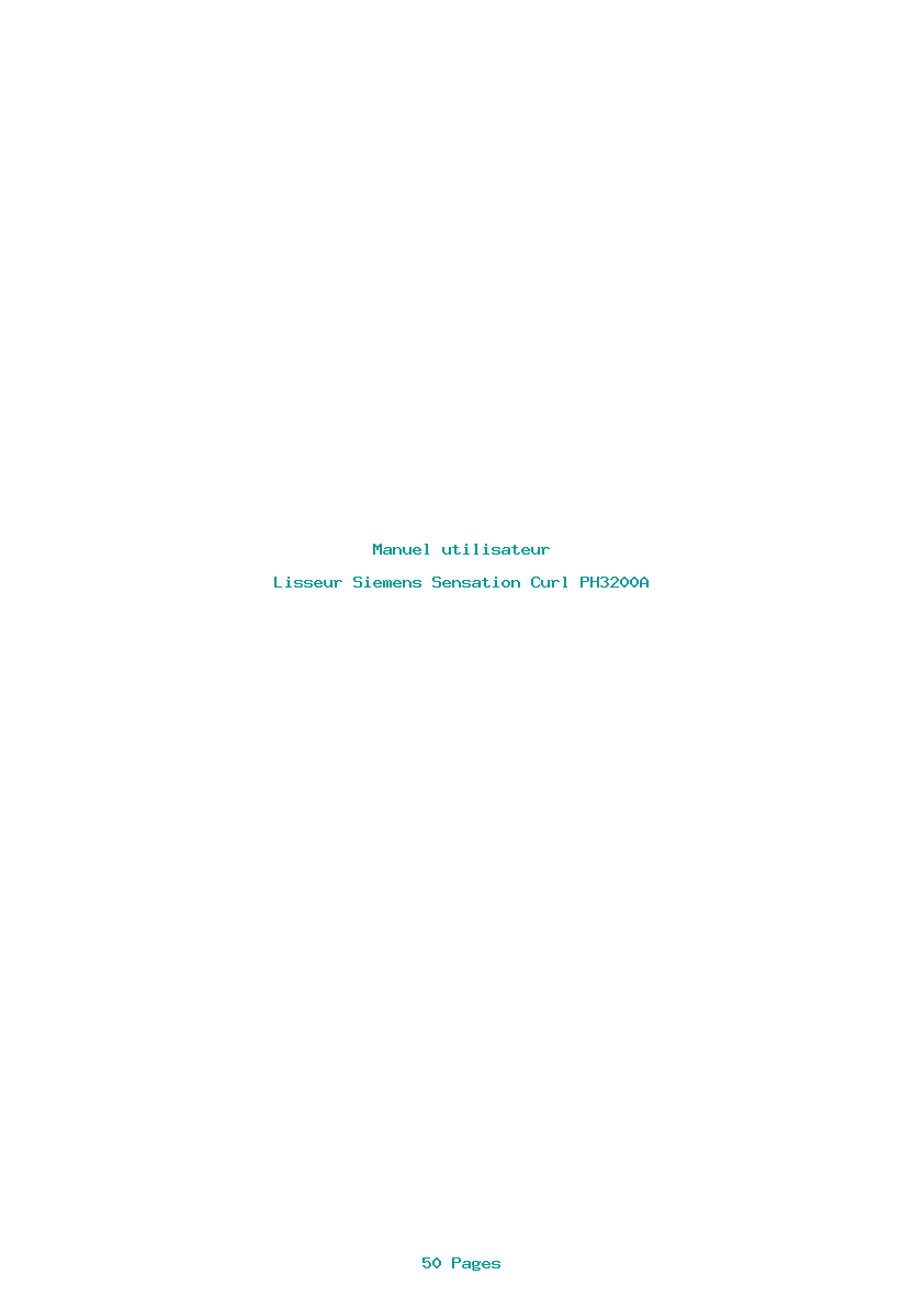 Page 1 de la notice Manuel utilisateur Siemens Sensation Curl PH3200A