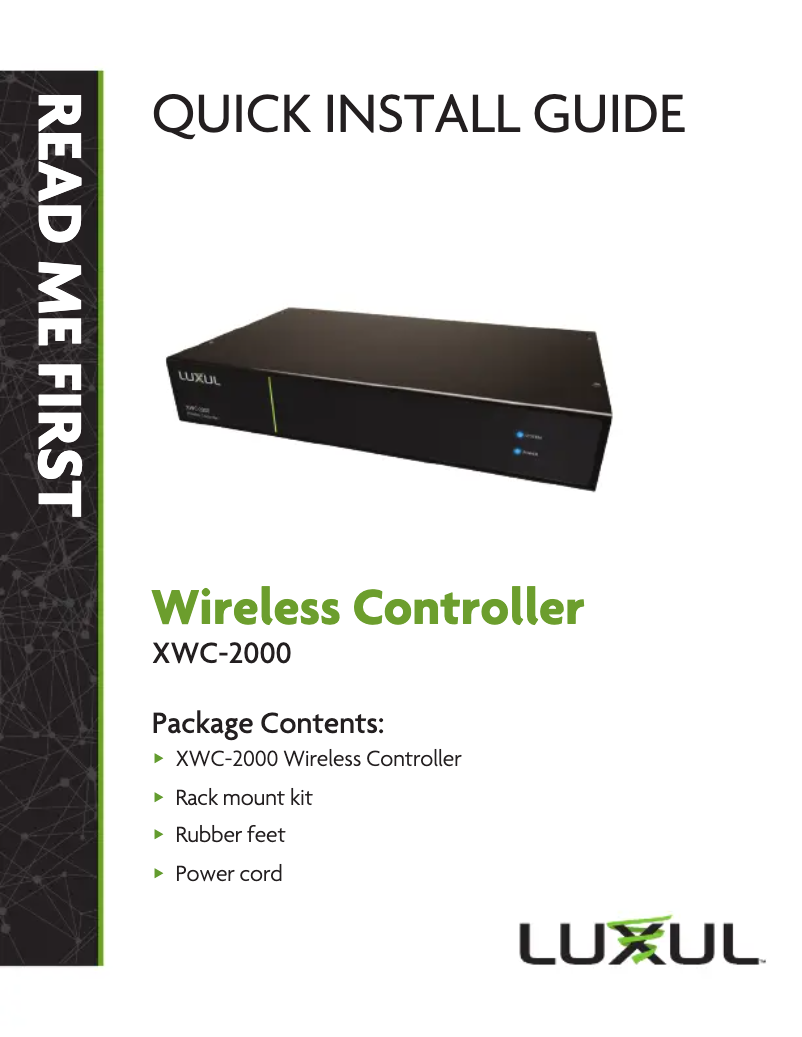 Page 1 de la notice Manuel utilisateur Luxul XWC-2000
