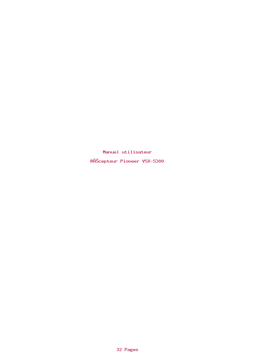 Page 1 de la notice Manuel utilisateur Pioneer VSX-S300
