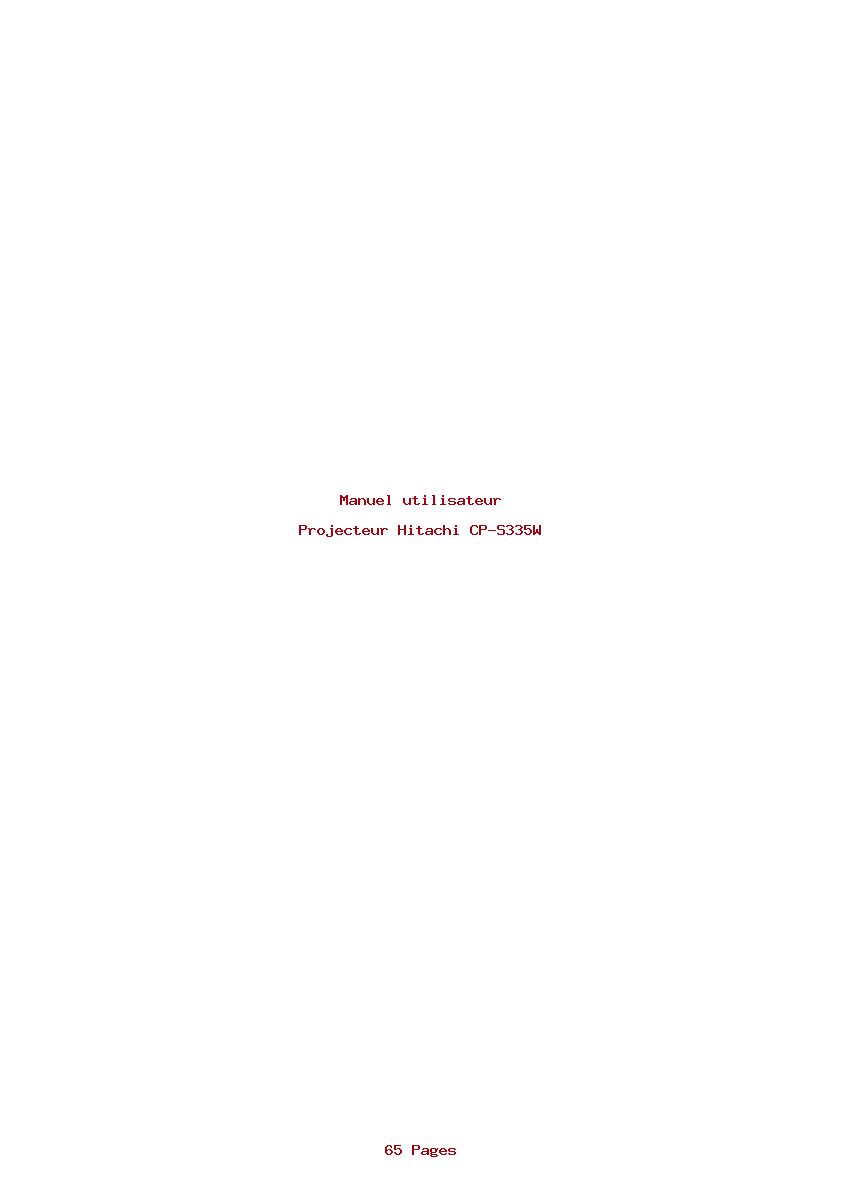 Page 1 de la notice Manuel utilisateur Hitachi CP-S335W