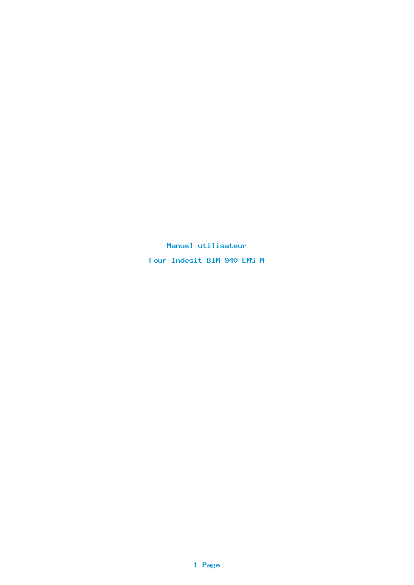 Page 1 de la notice Manuel utilisateur Indesit BIM 940 EMS M