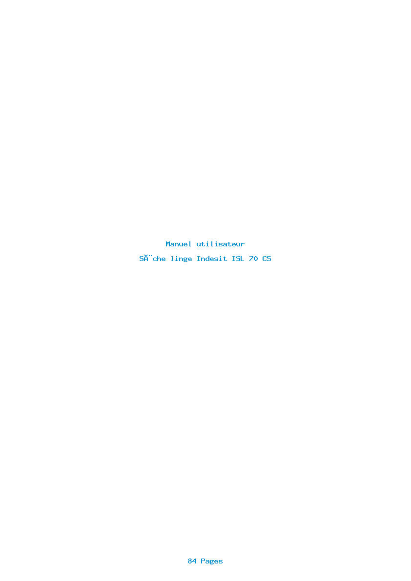Page 1 de la notice Manuel utilisateur Indesit ISL 70 CS