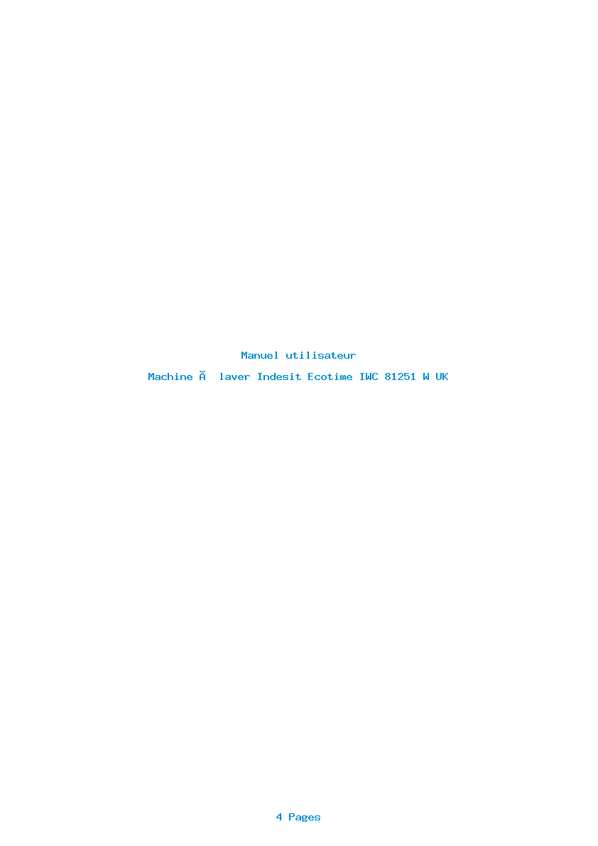 Page 1 de la notice Manuel utilisateur Indesit Ecotime IWC 81251 W UK