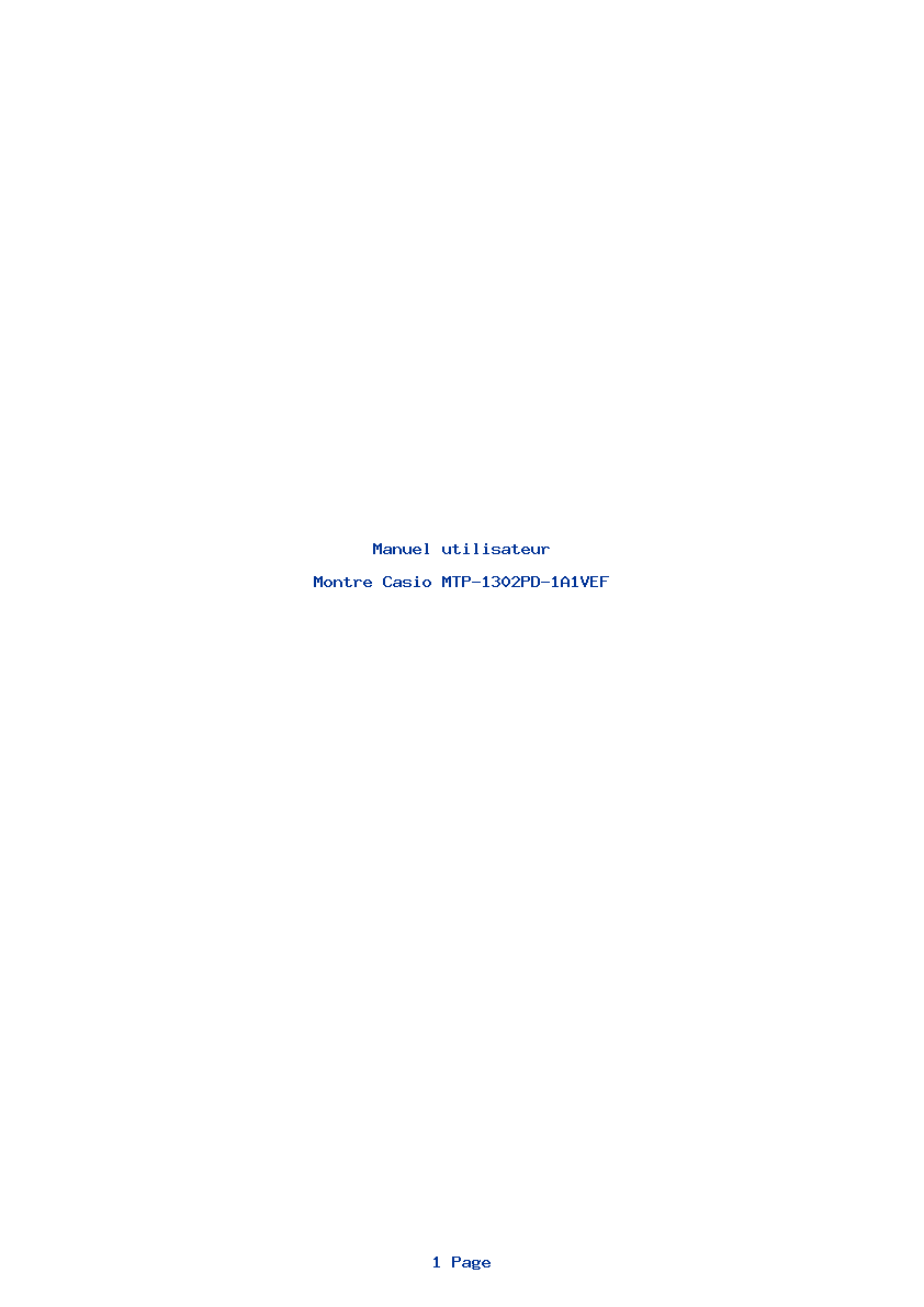 Page 1 de la notice Manuel utilisateur Casio MTP-1302PD-1A1VEF