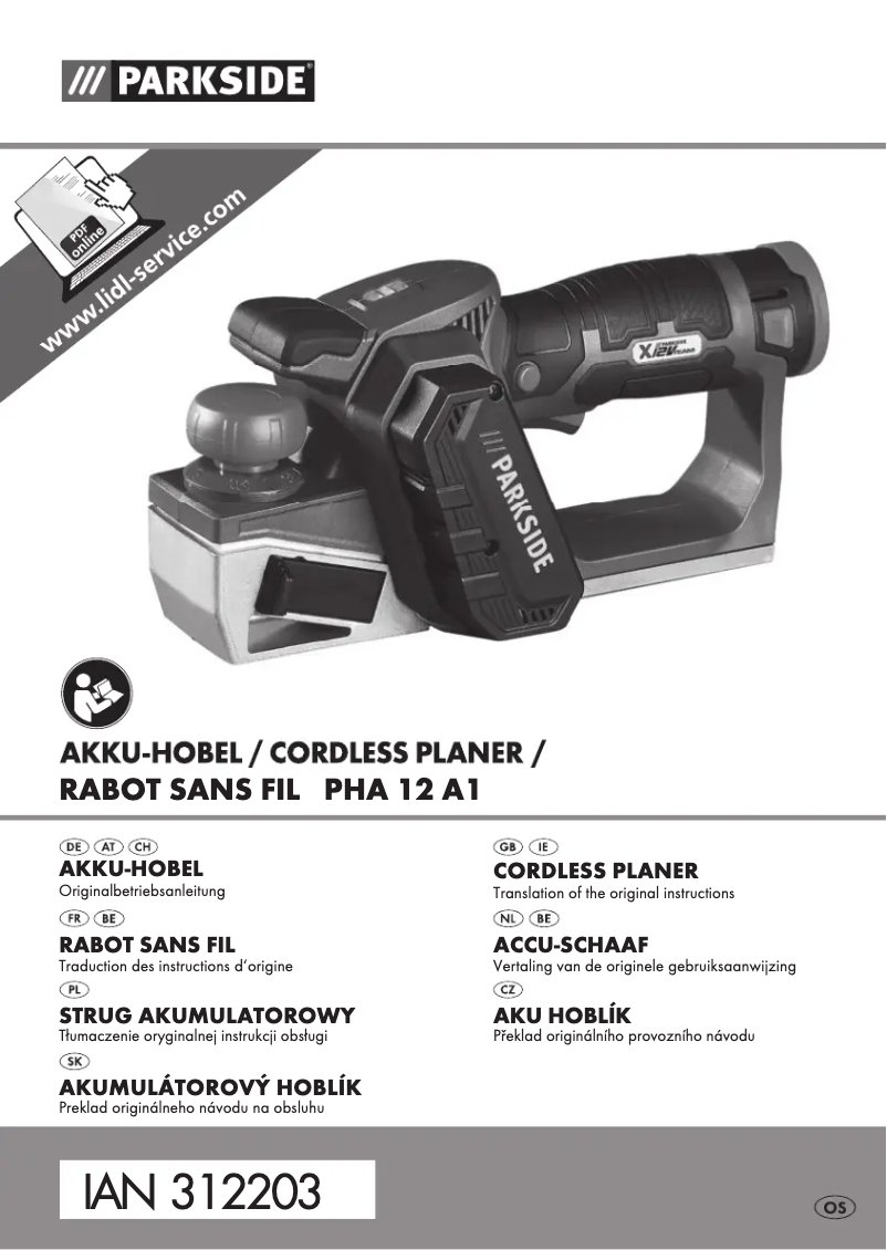 Page 1 de la notice Manuel utilisateur Parkside PHA 12 A1