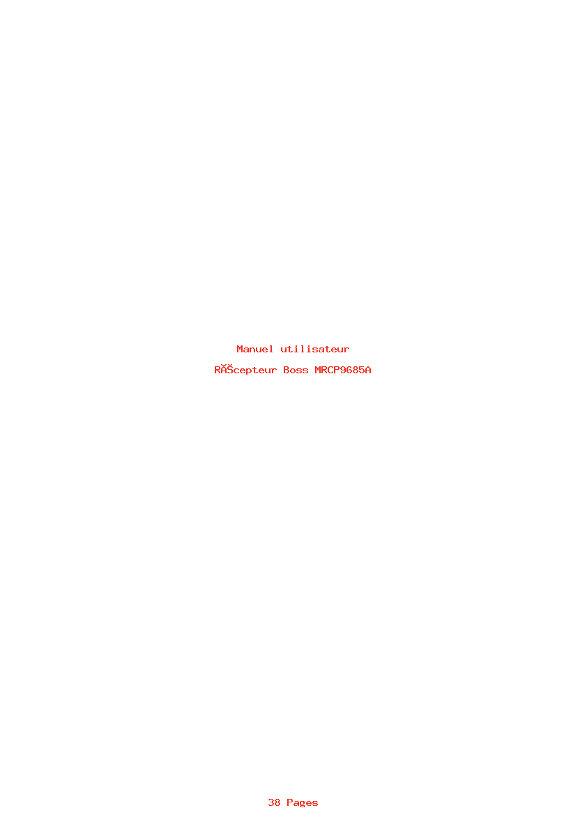 Page 1 de la notice Manuel utilisateur Boss MRCP9685A