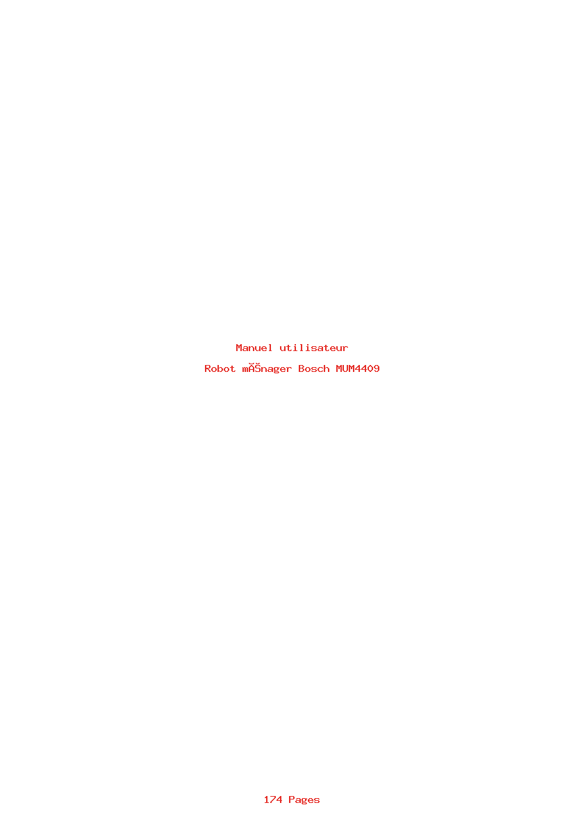 Page 1 de la notice Manuel utilisateur Bosch MUM4409