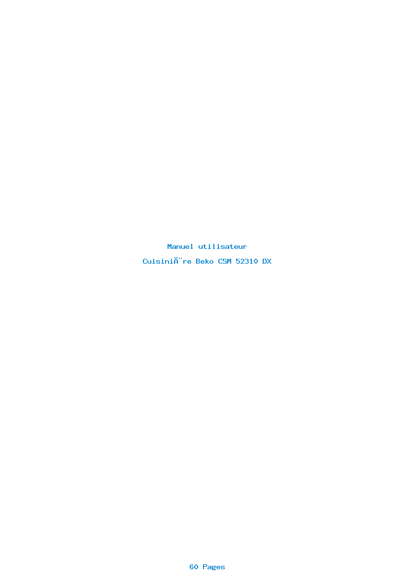 Page 1 de la notice Manuel utilisateur Beko CSM 52310 DX