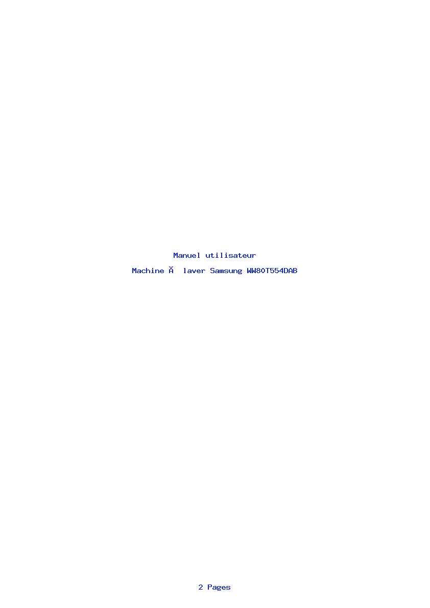 Page 1 de la notice Manuel utilisateur Samsung WW80T554DAB