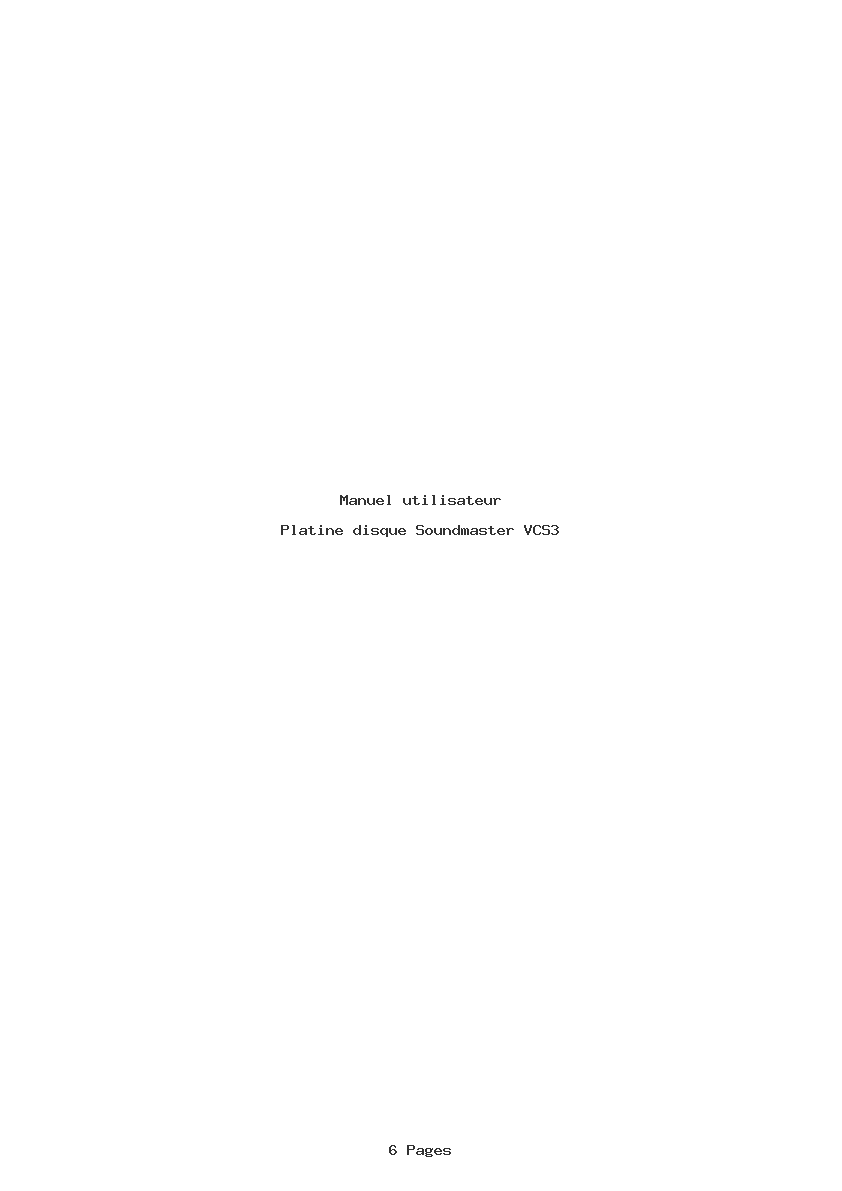 Page 1 de la notice Manuel utilisateur Soundmaster VCS3