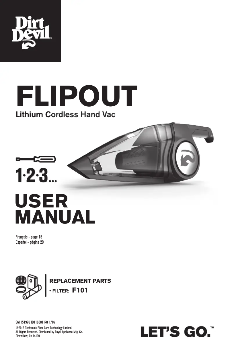 Page 1 of the manual User Manual Dirt Devil Flipout