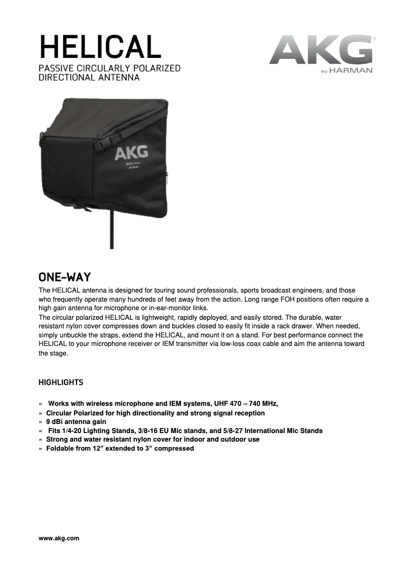 Page 1 de la notice Manuel utilisateur AKG HELICAL