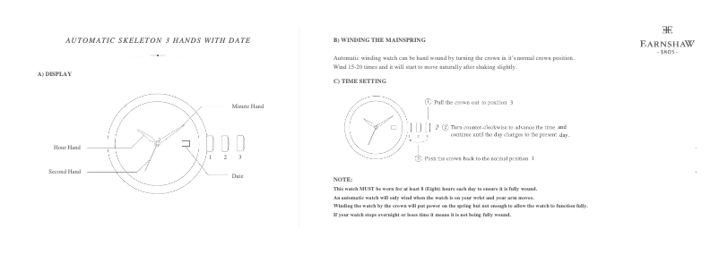 Page 1 de la notice Manuel utilisateur Earnshaw Lady Kew ES-8064-01