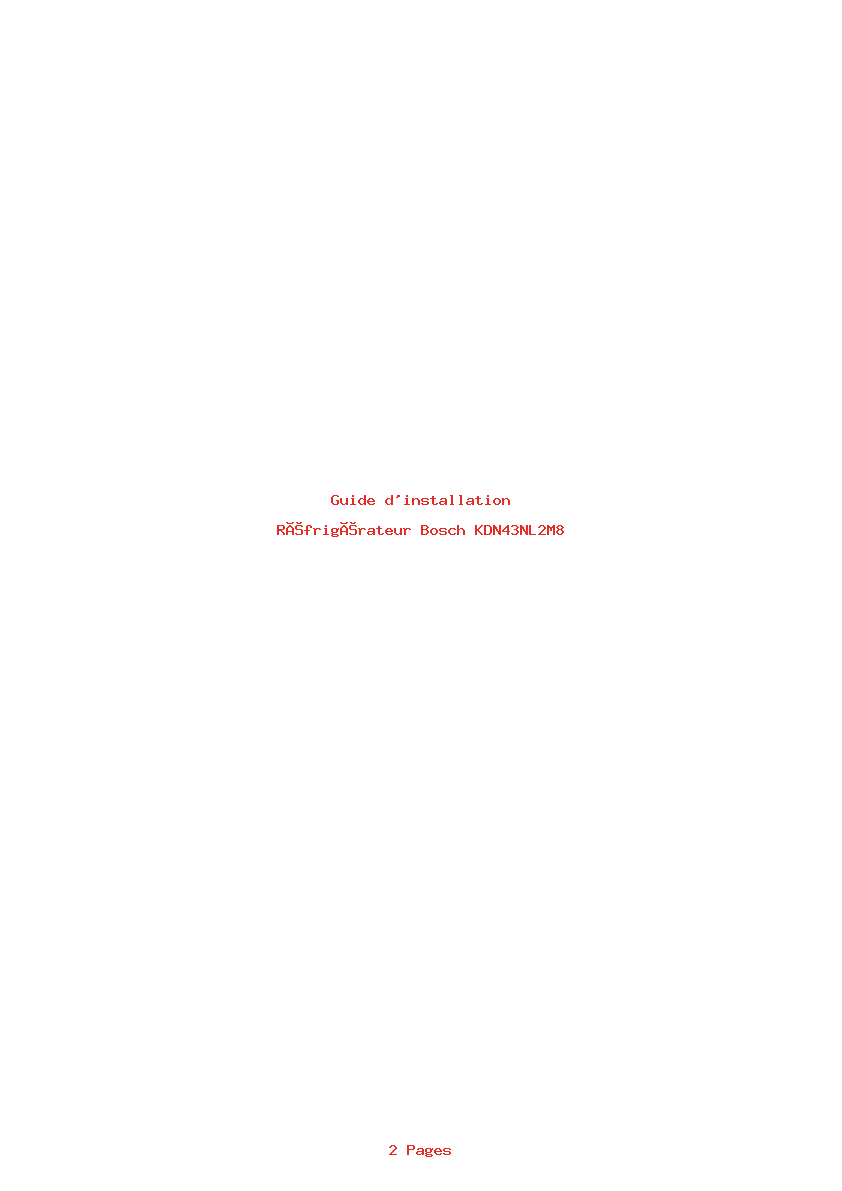 Page 1 de la notice Guide d'installation Bosch KDN43NL2M8