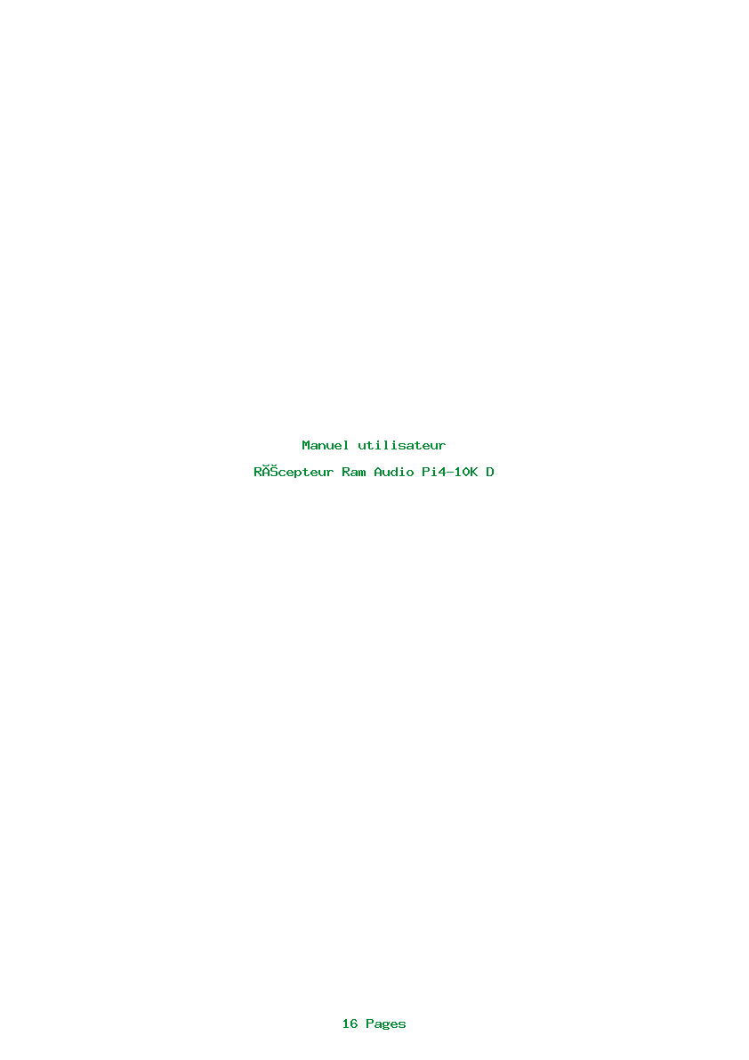 Page 1 de la notice Manuel utilisateur Ram Audio Pi4-10K D