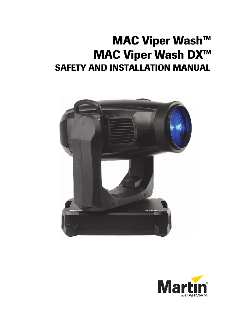 Page 1 de la notice Guide d'installation Martin MAC Viper Wash