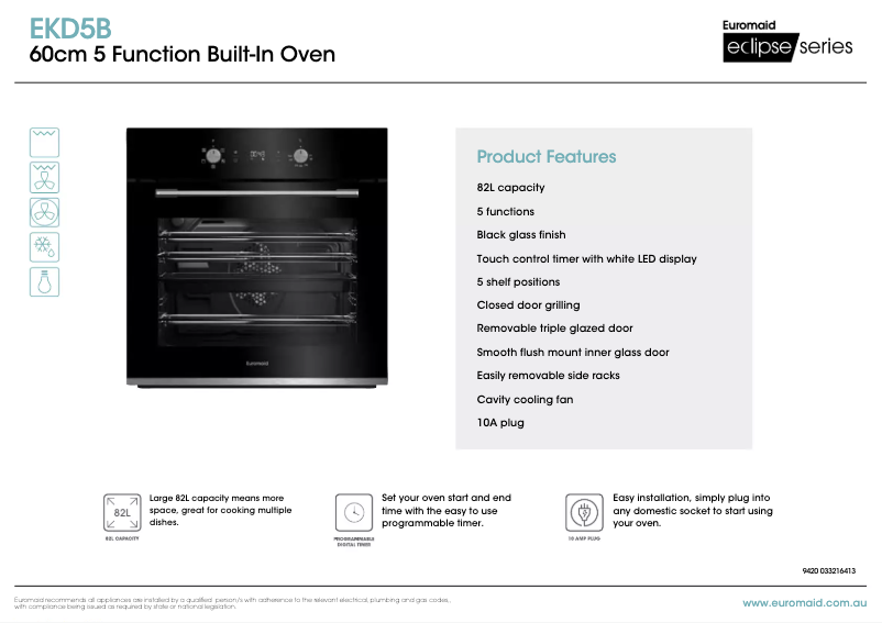 Page 1 de la notice Fiche technique Euromaid EKD5B