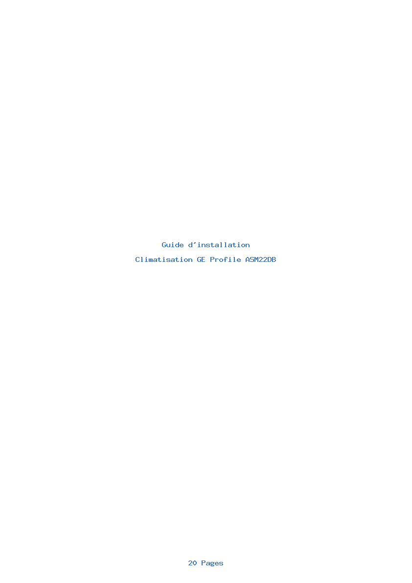 Page 1 de la notice Guide d'installation GE Profile ASM22DB