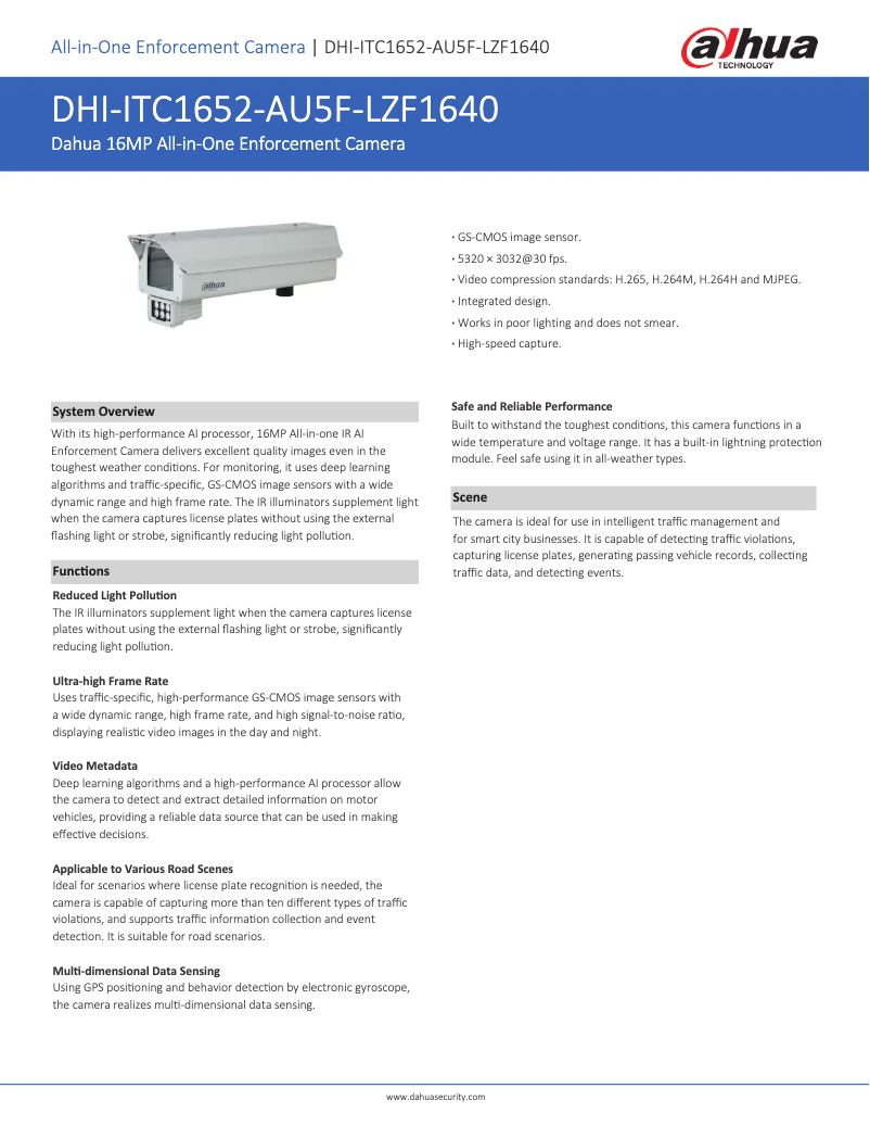 Page 1 de la notice Manuel utilisateur Dahua Technology ITC1652-AU5F-LZF1640
