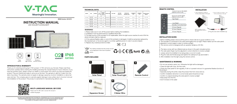 Page 1 de la notice Manuel utilisateur V-TAC VT-40W