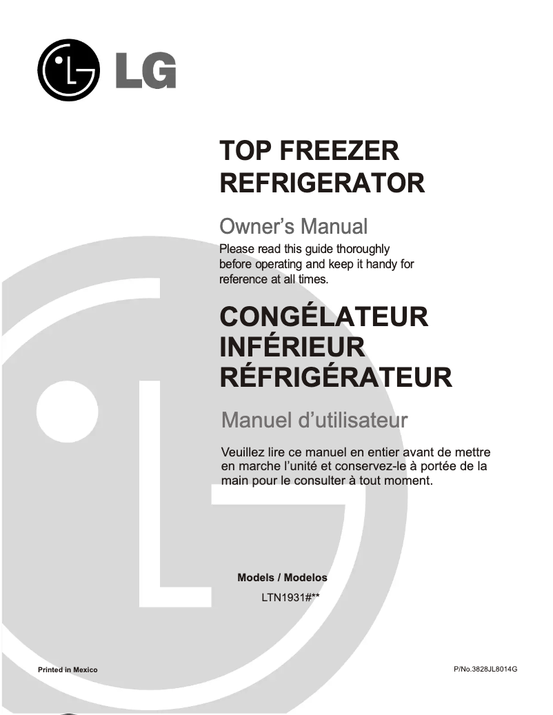 Page 1 de la notice Manuel utilisateur LG GM-T662SQC