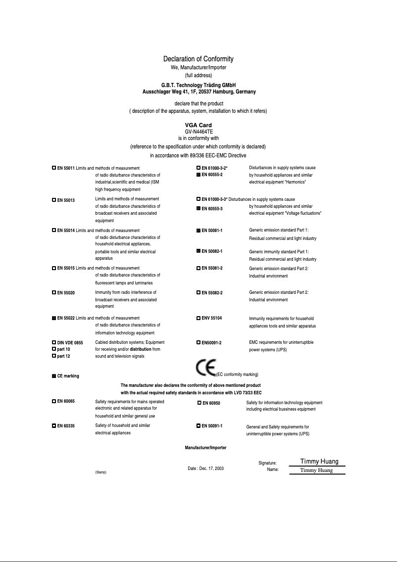 Página 1 del manual Manual de usuario Gigabyte GV-N4464TE