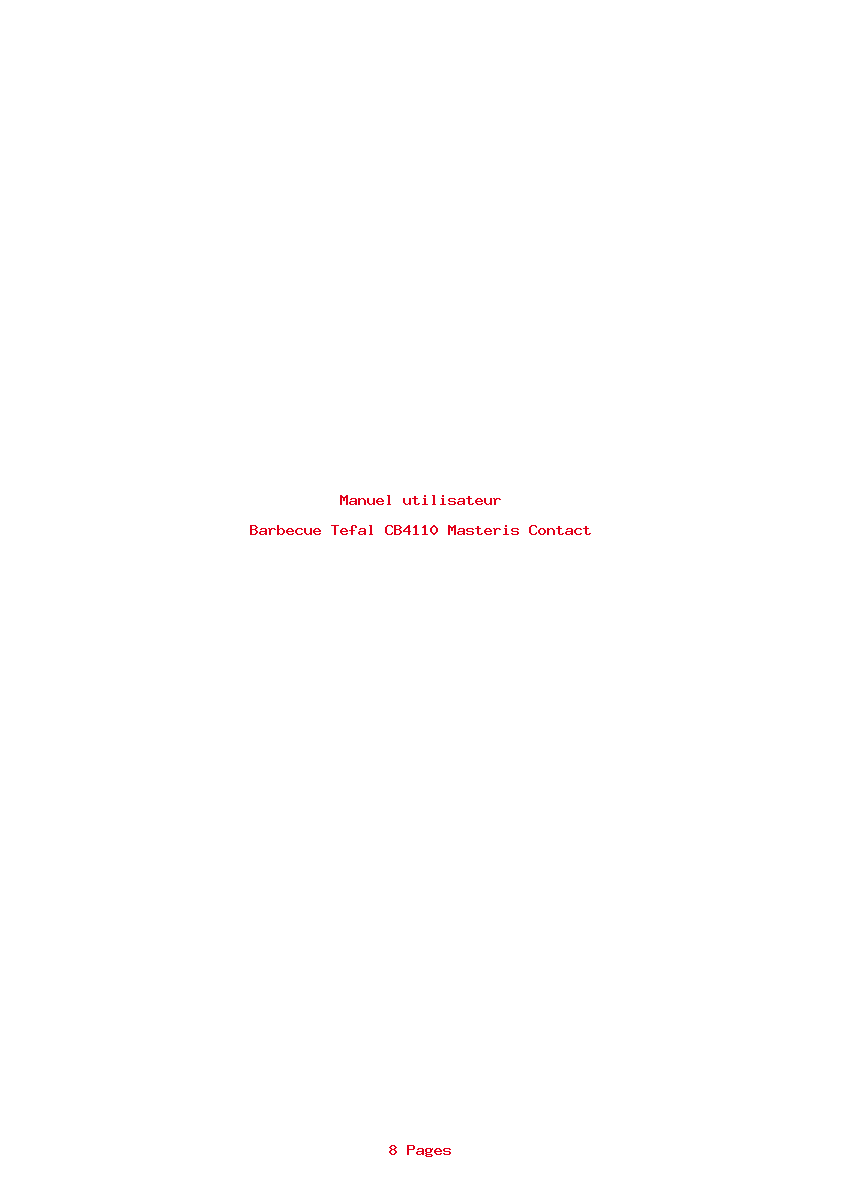 Page 1 de la notice Manuel utilisateur Tefal CB4110 Masteris Contact