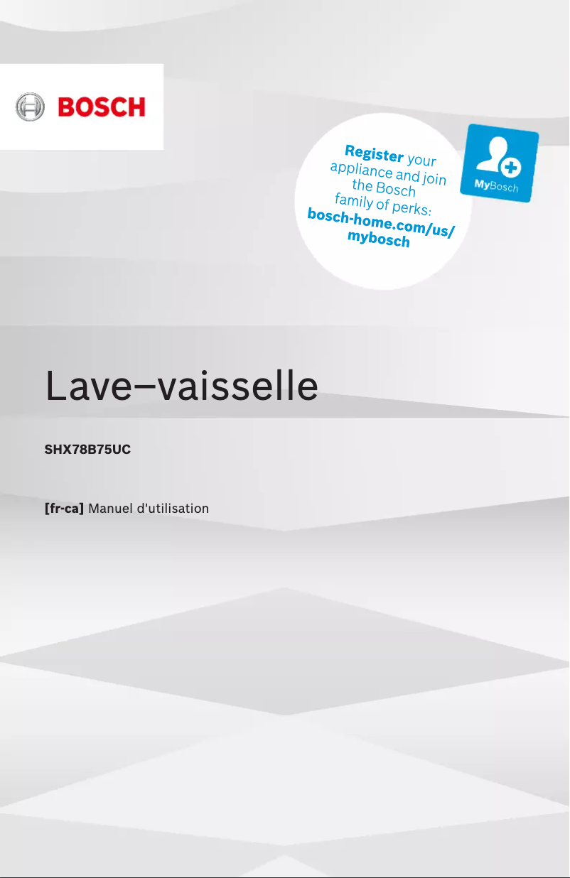 Page 1 de la notice Manuel utilisateur Bosch SHX78B75UC