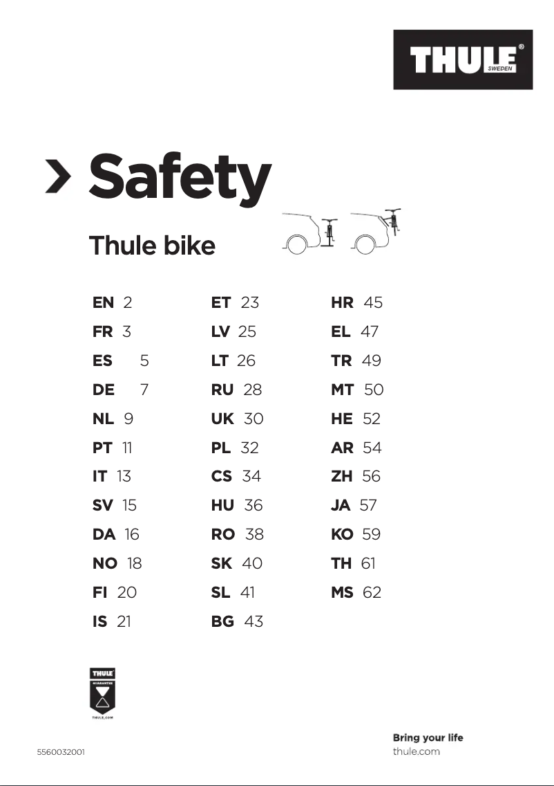 Page 1 de la notice Manuel utilisateur Thule EuroWay G2 922