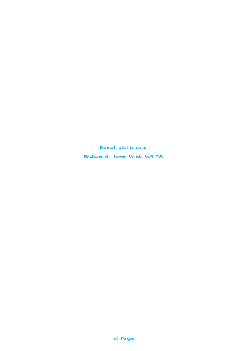 Page 1 de la notice Manuel utilisateur Candy GO4 086
