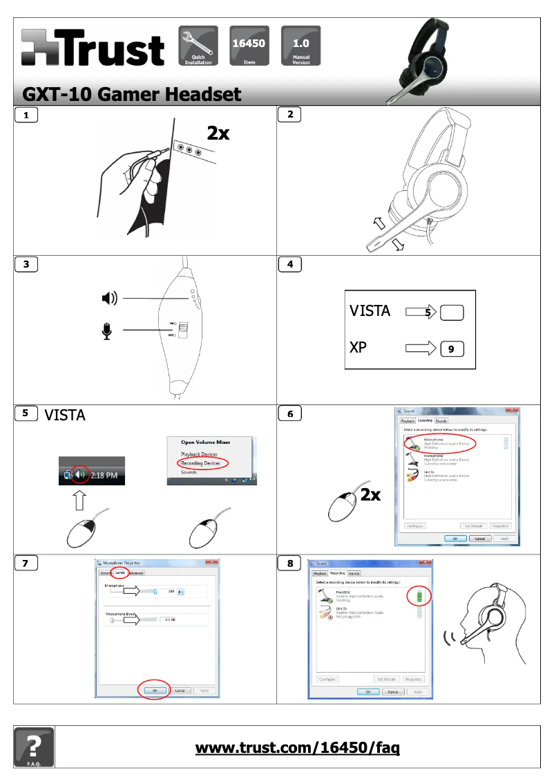 Page 1 de la notice Manuel utilisateur Trust GXT10