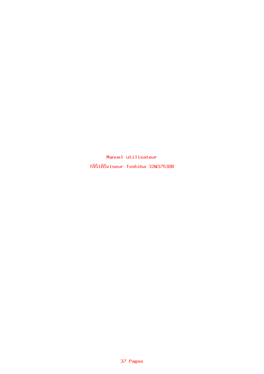 Page 1 de la notice Manuel utilisateur Toshiba 32W3753DB