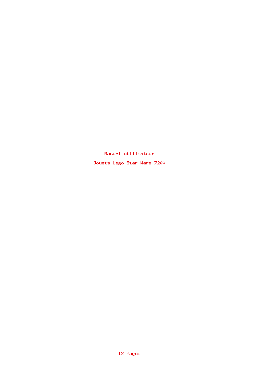 Page 1 de la notice Manuel utilisateur Lego Star Wars 7200