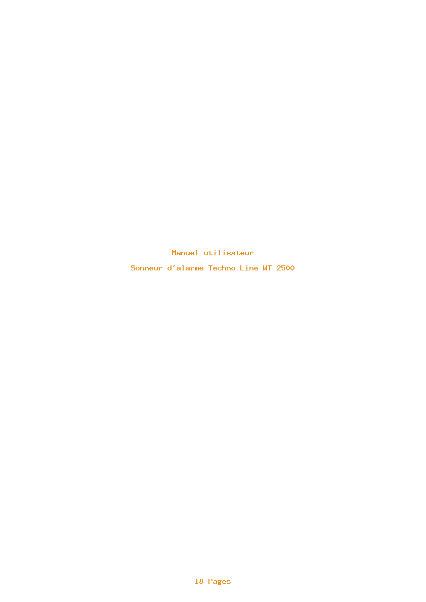 Page 1 de la notice Manuel utilisateur Techno Line WT 2500