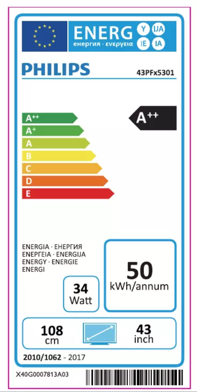 Página 1 del manual Etiqueta energética Philips 43PFS5301