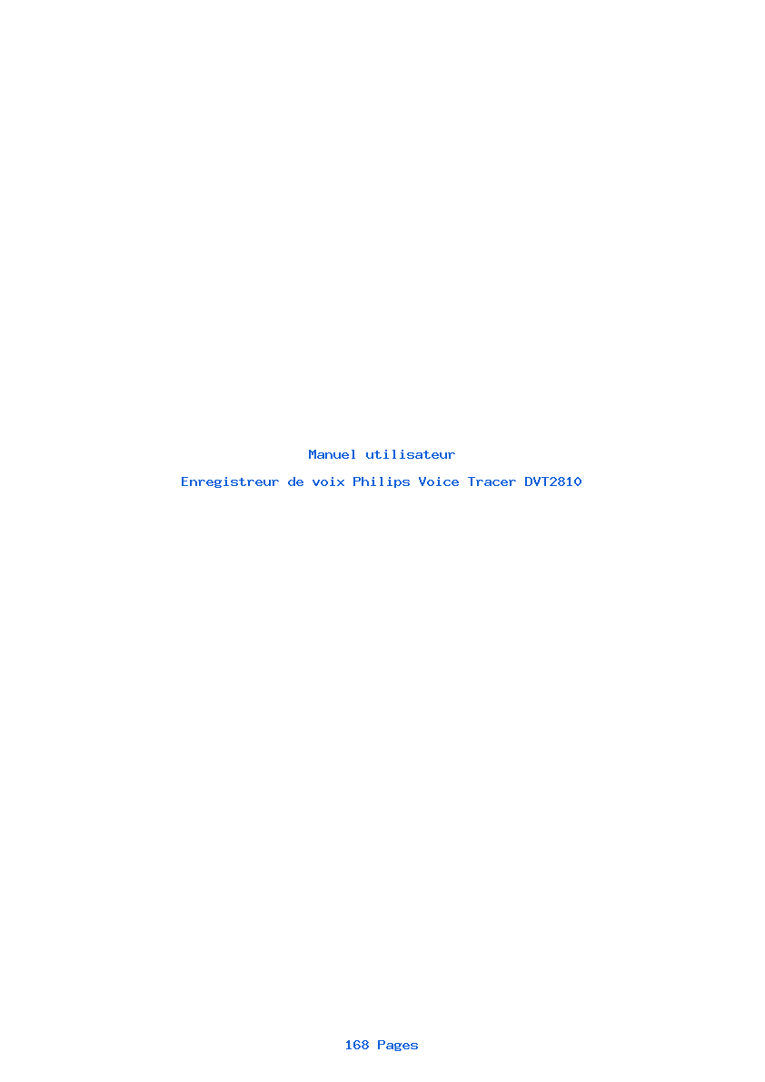 Page 1 de la notice Manuel utilisateur Philips Voice Tracer DVT2810