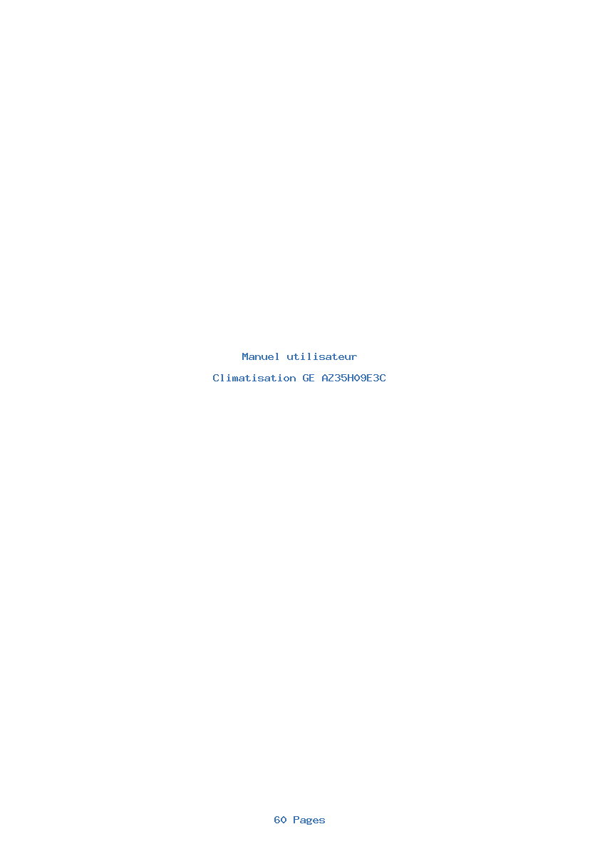 Page 1 de la notice Manuel utilisateur GE AZ35H09E3C