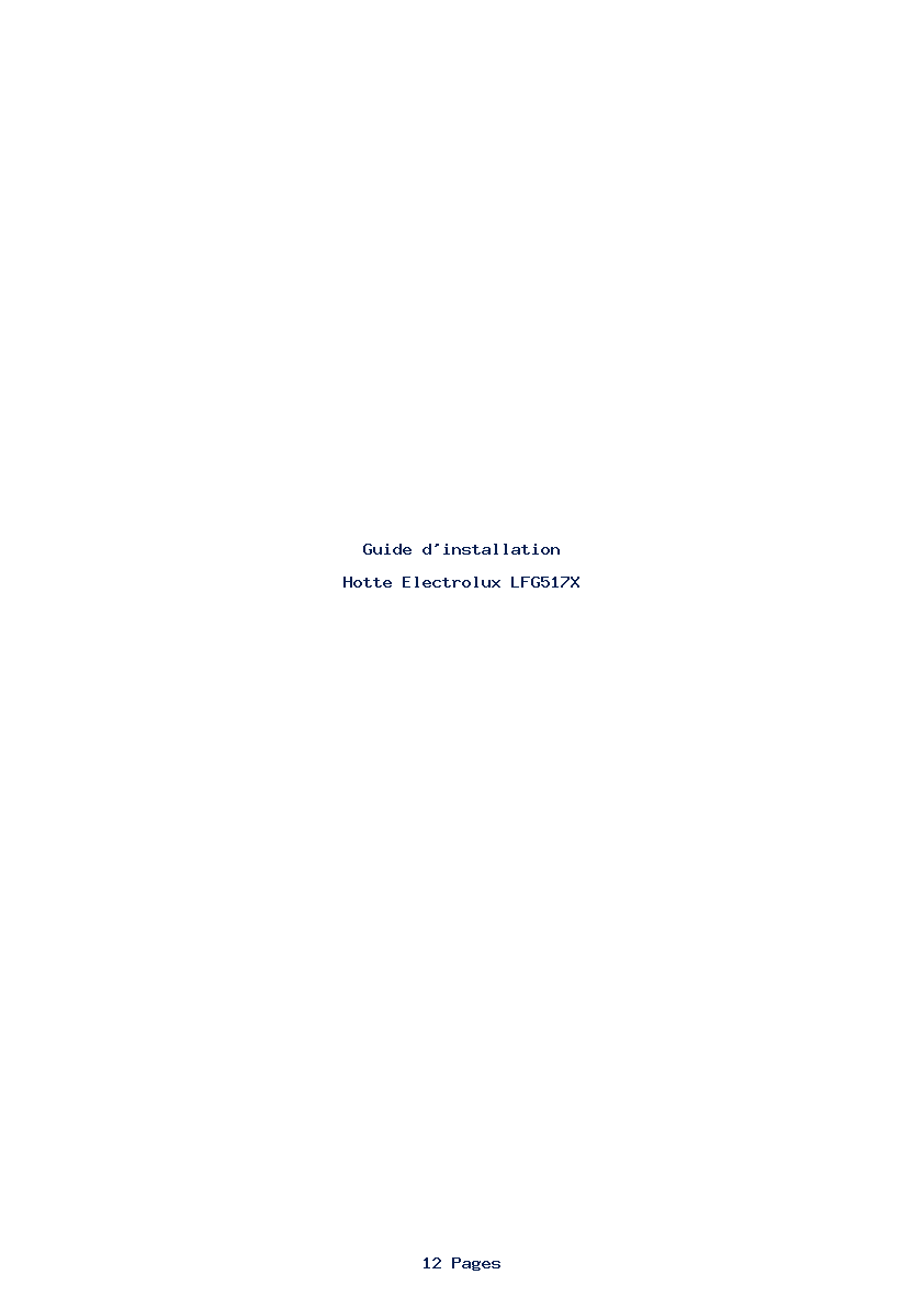 Page 1 de la notice Guide d'installation Electrolux LFG517X